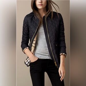 Burberry Black Quilted Signature Zip Jacket M